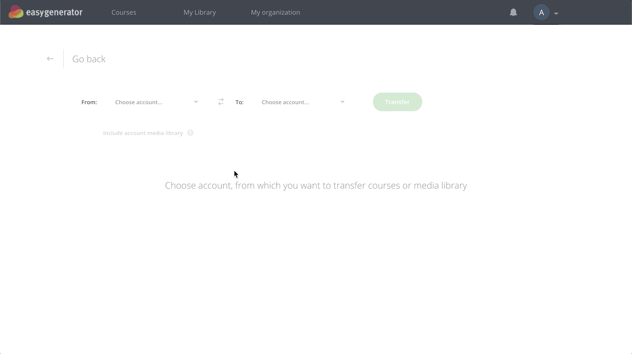 This is the second step to transfer your media library with Easygenerator