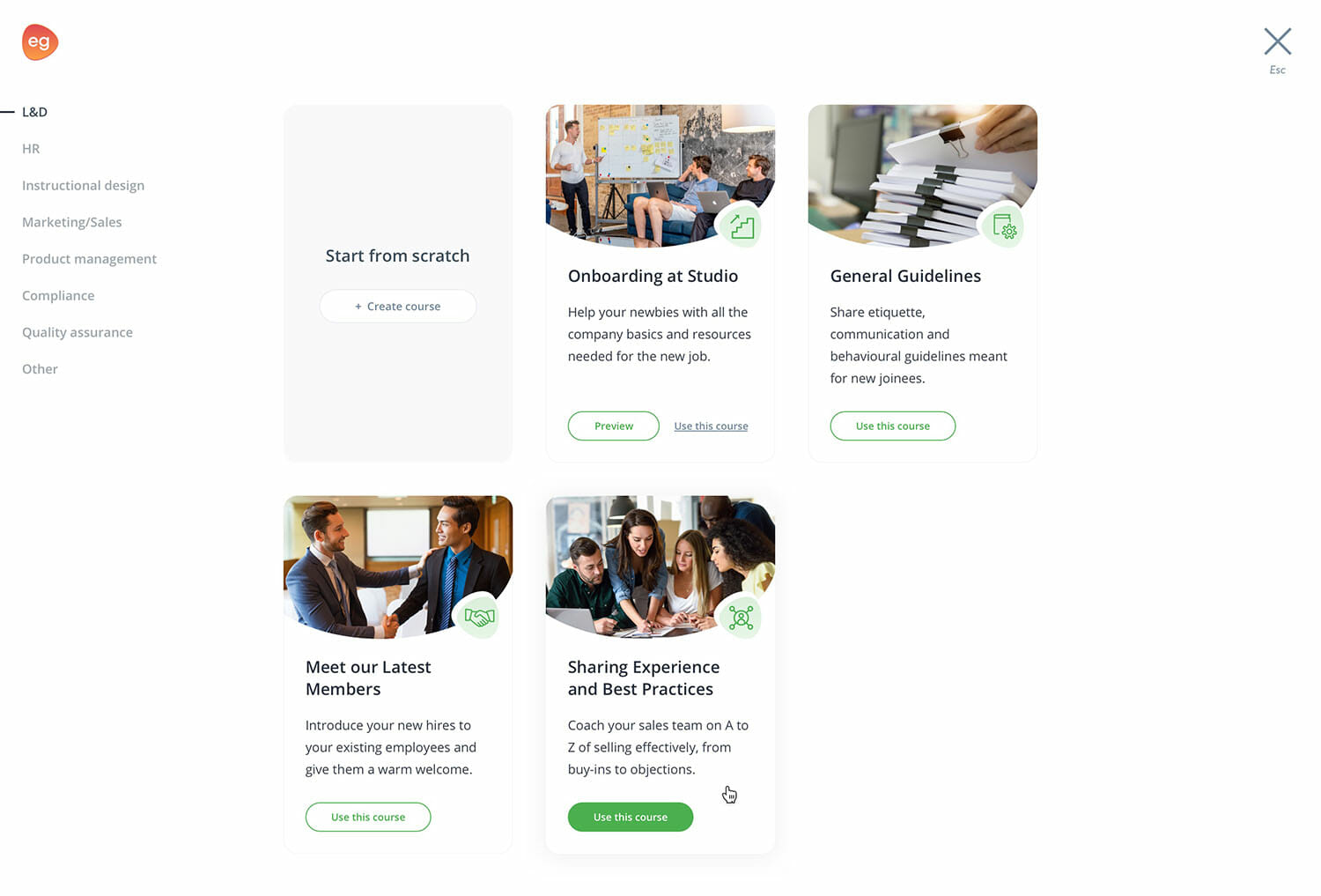 New example course pop-up