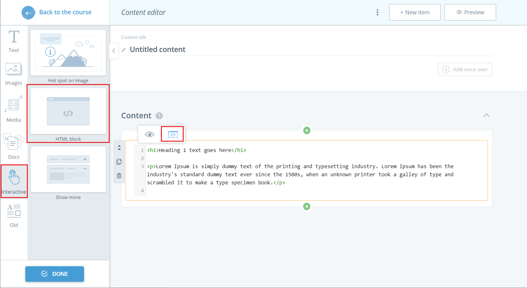 Content Items HTML Content Block Easygenerator Knowledge Base