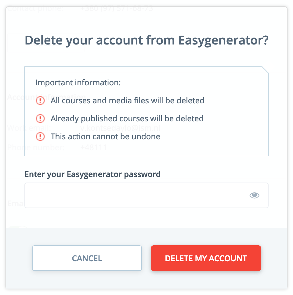 How Do I Delete My Account Easygenerator Knowledge Base