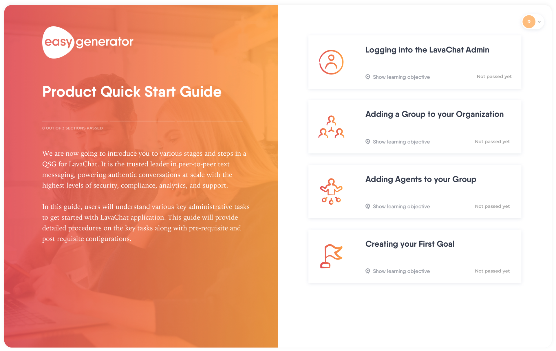 Product Quickstart Guide template Easygenerator