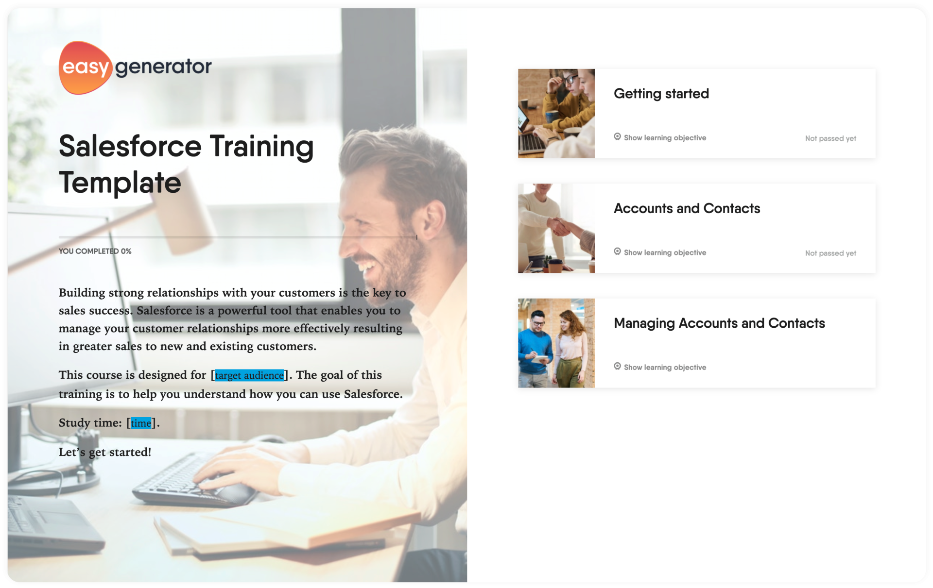 Salesforce training template Easygenerator