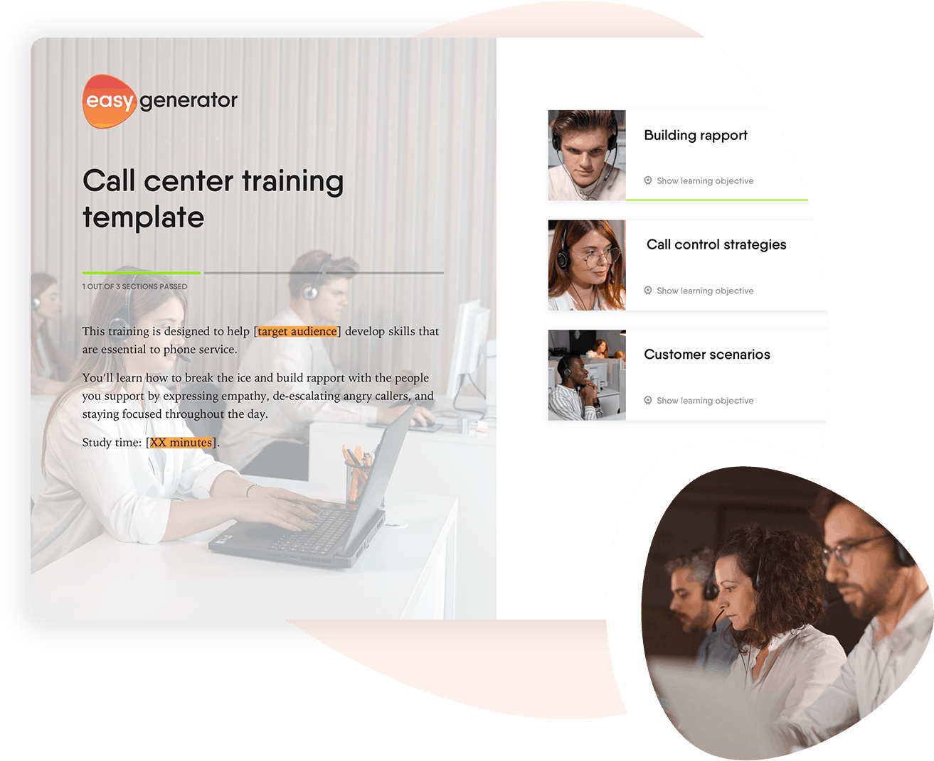 Call center training template Easygenerator