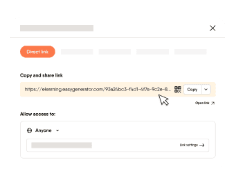 Sharing a link to create customized training at scale on Easygenerator platform.